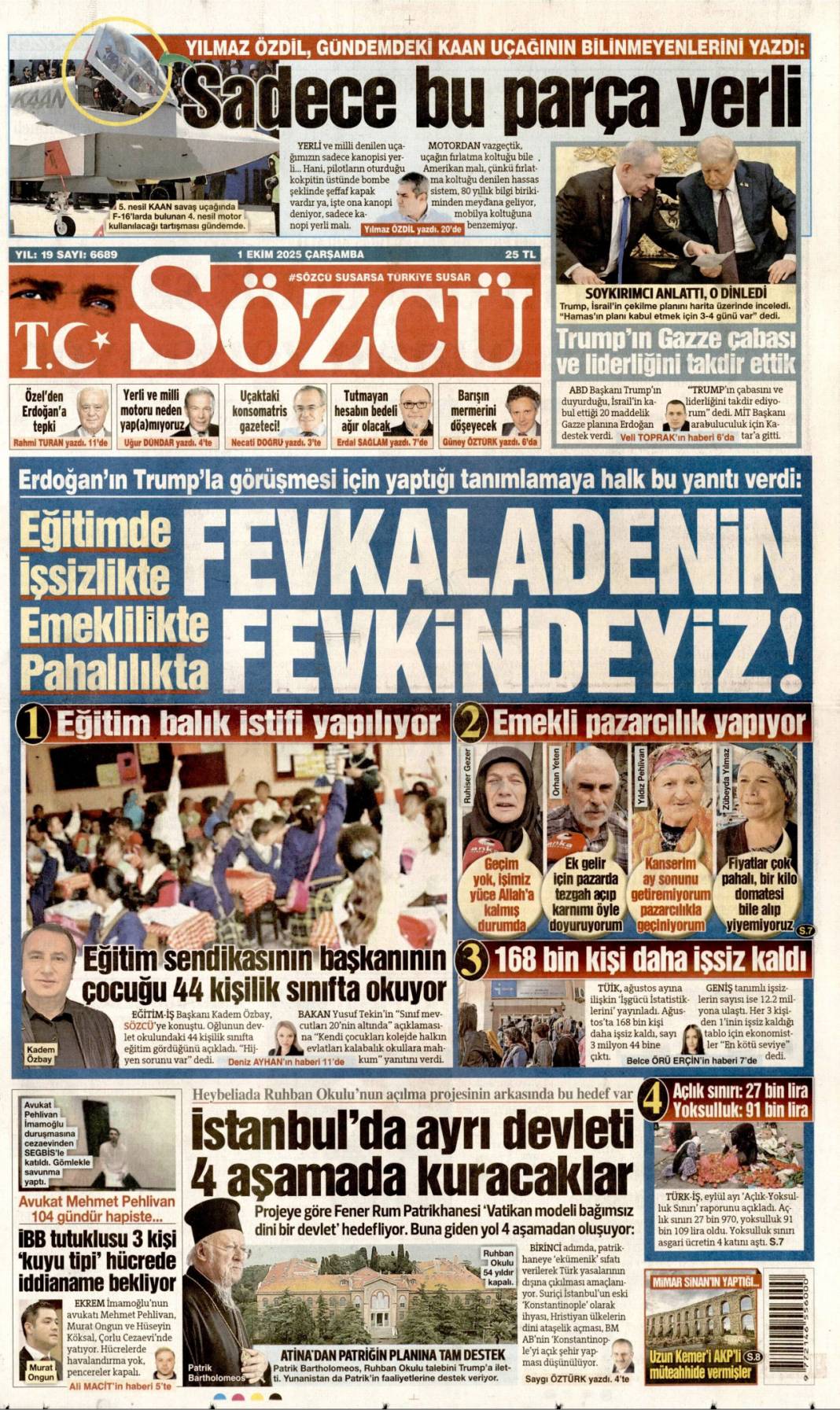 Gazze'de şimdi neler olacak? 1 Ekim 2025 Çarşamba, merak edilen güncel gazete manşetleri 4