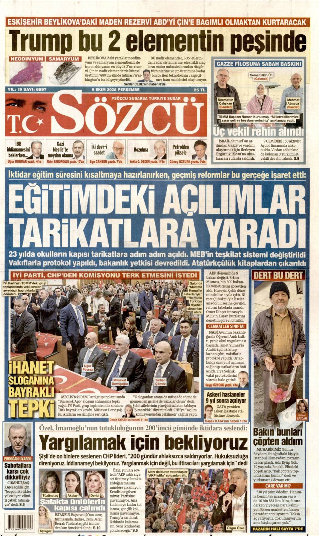 Halkın özlemi yeni anayasa: 9 Ekim 2025 Perşembe güncel gazete manşetleri 10