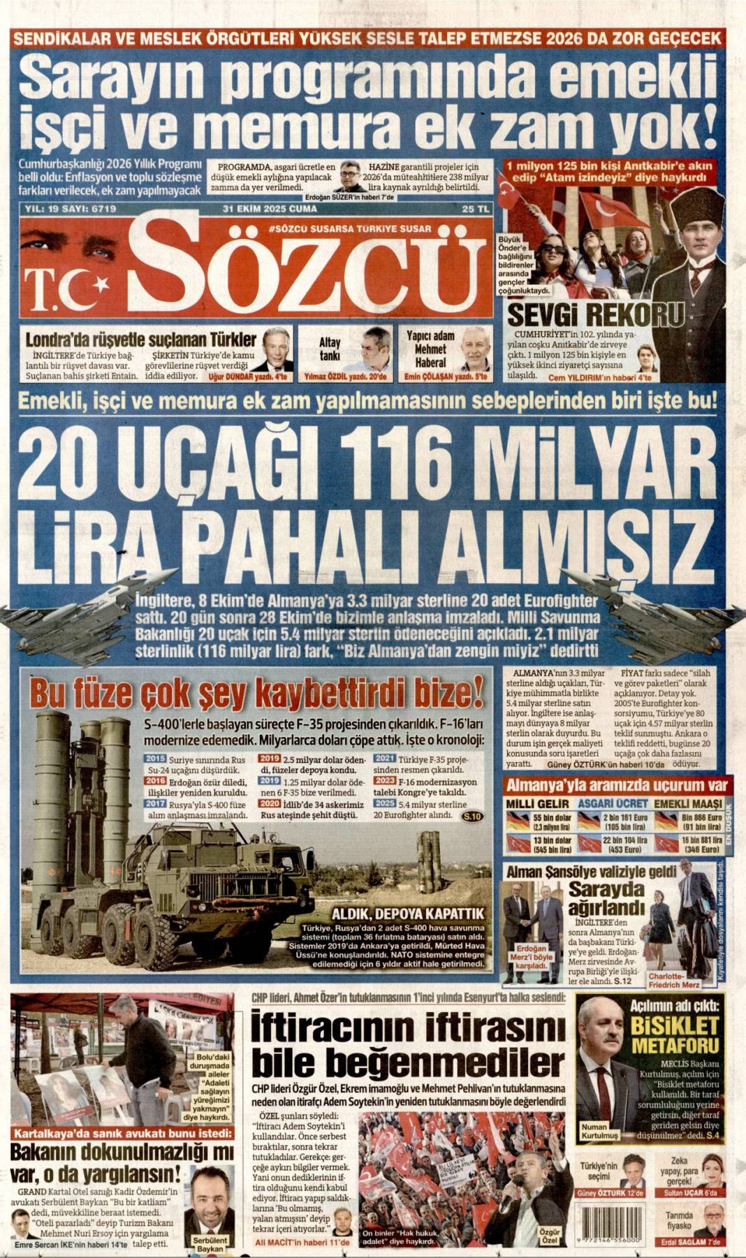 Şansölye'ye Gazze dersi: 31 Ekim 2025 Cuma güncel gazete manşetleri 14