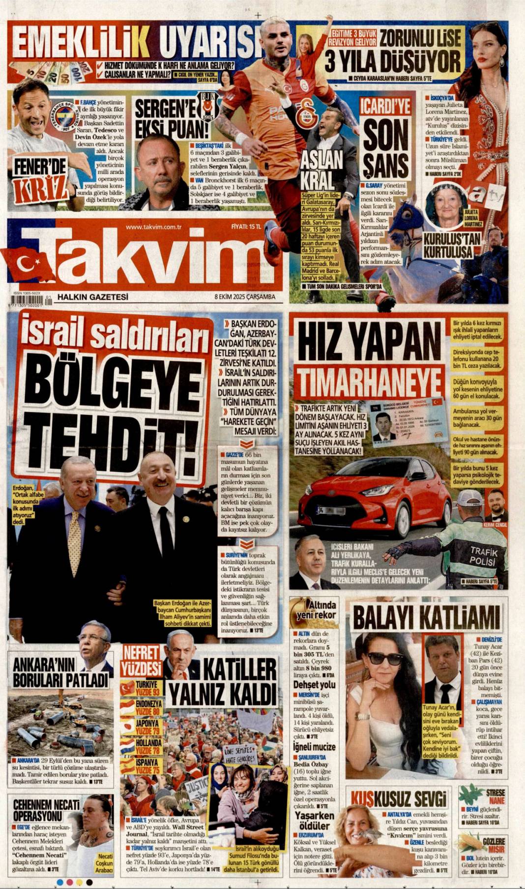 İsrail lehine İran sahada: 8 Ekim 2025 Çarşamba  güncel gazete manşetleri 20