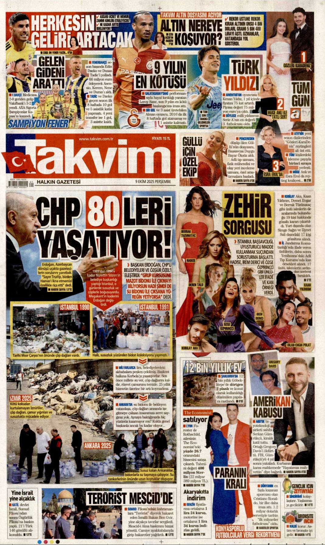 Halkın özlemi yeni anayasa: 9 Ekim 2025 Perşembe güncel gazete manşetleri 9