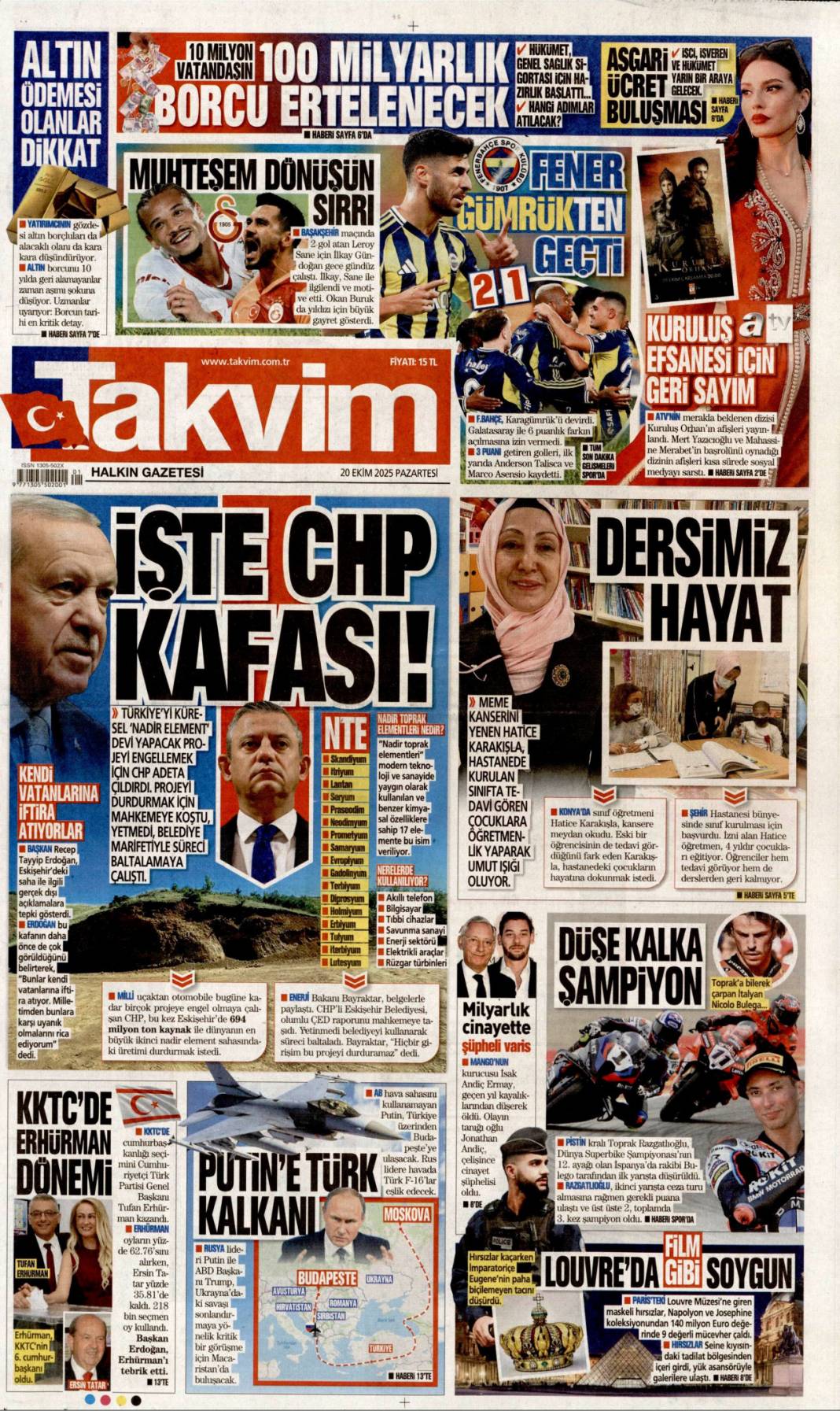 Katil İsrail'in ateşkesi yok: 20 Ekim 2025 Pazartesi güncel gazete manşetleri 18