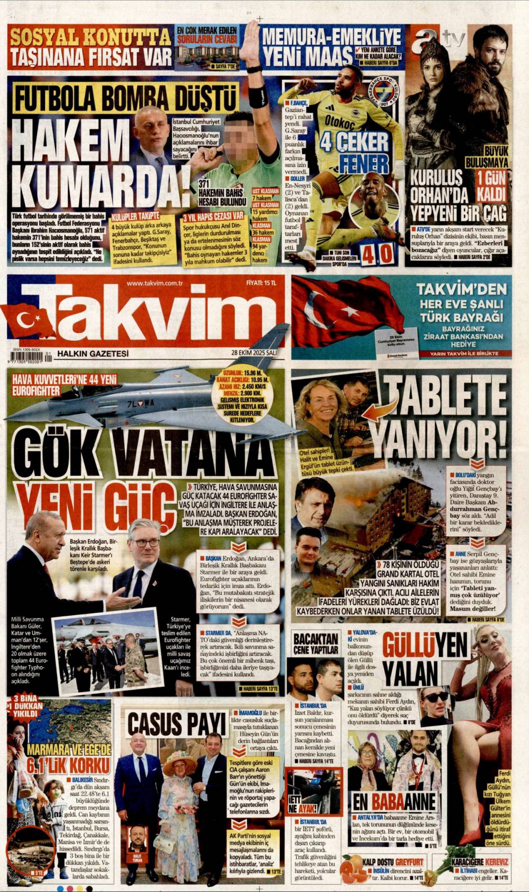 Gök Vatan için tarihi imzalar: 28 Ekim 2025 Salı, güncel gazete manşetleri... 13