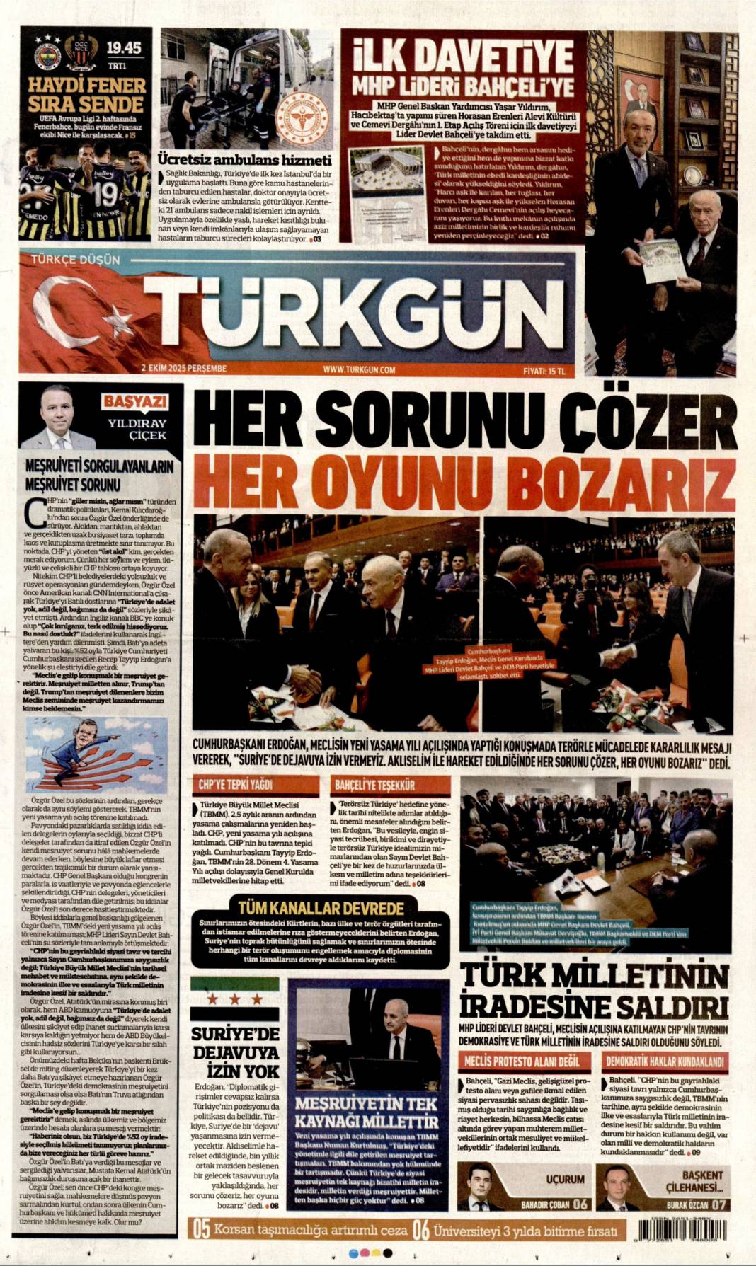 CHP'ye milli birlik dersi: 2 Ekim 2025 Perşembe güncel gazete manşetleri 20