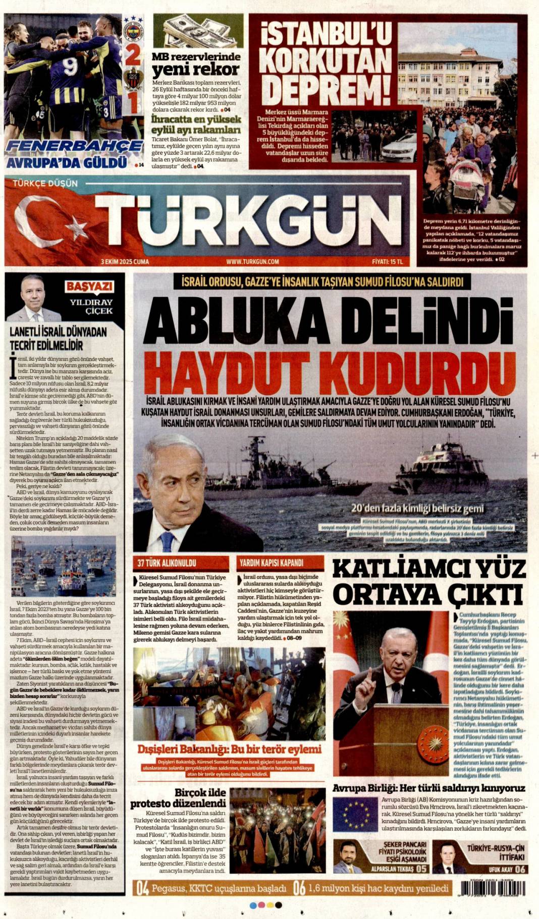 Karizma çizen 497 cesur yürek: 3 Ekim 2025 Cuma güncel gazete manşetleri 18