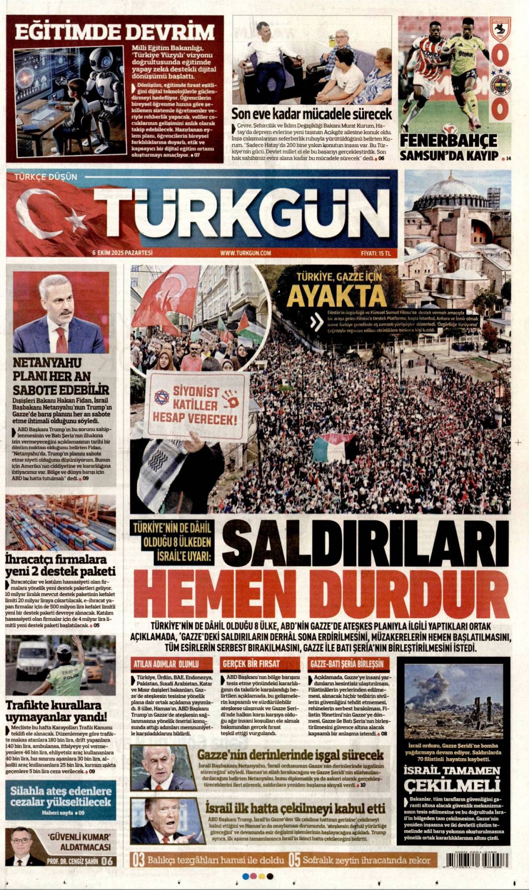 Soykırıma karşı Türkiye ayakta: 6 Ekim 2025 Pazartesi güncel gazete manşetleri 21
