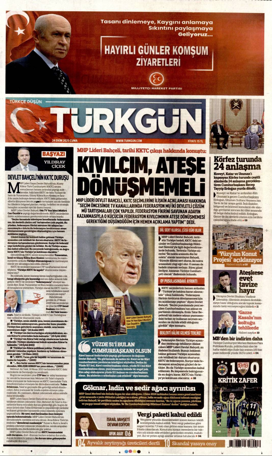 Boğazı haraca bağlamışlar: 24 Ekim 2025 cuma, güncel gazete manşetleri 18