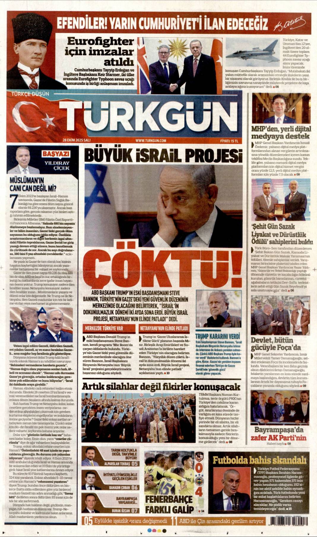 Gök Vatan için tarihi imzalar: 28 Ekim 2025 Salı, güncel gazete manşetleri... 14