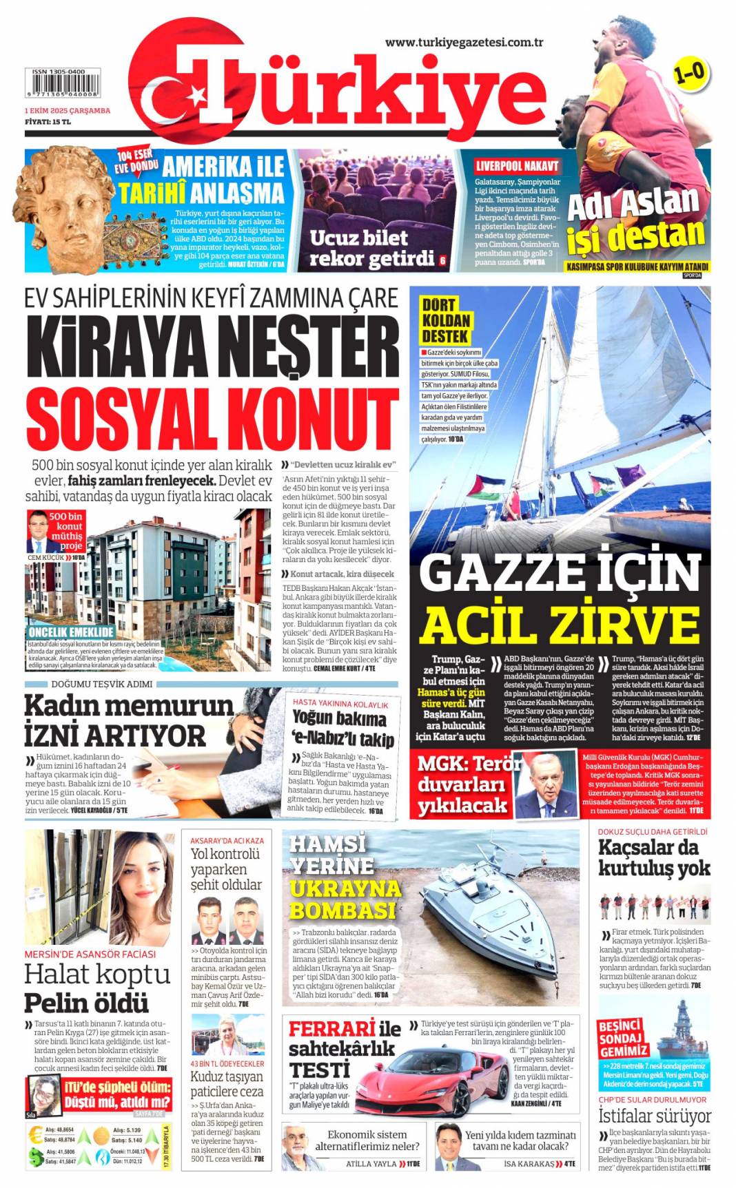 Gazze'de şimdi neler olacak? 1 Ekim 2025 Çarşamba, merak edilen güncel gazete manşetleri 6