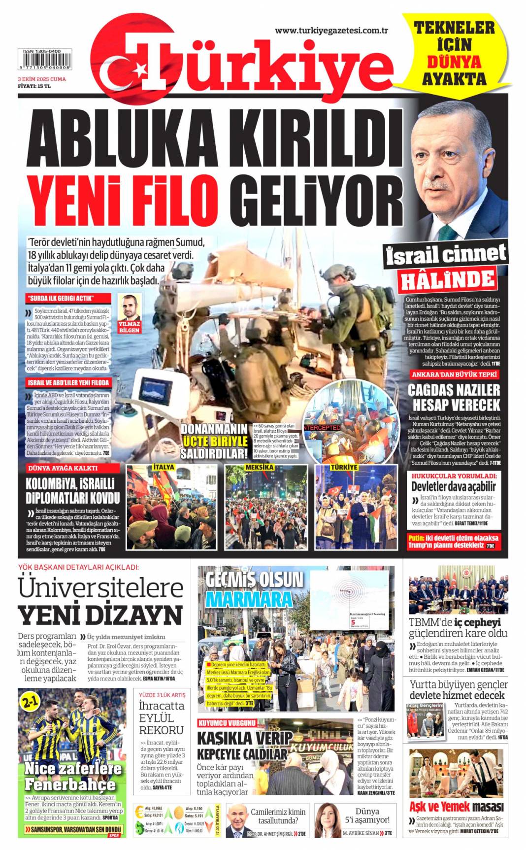 Karizma çizen 497 cesur yürek: 3 Ekim 2025 Cuma güncel gazete manşetleri 3