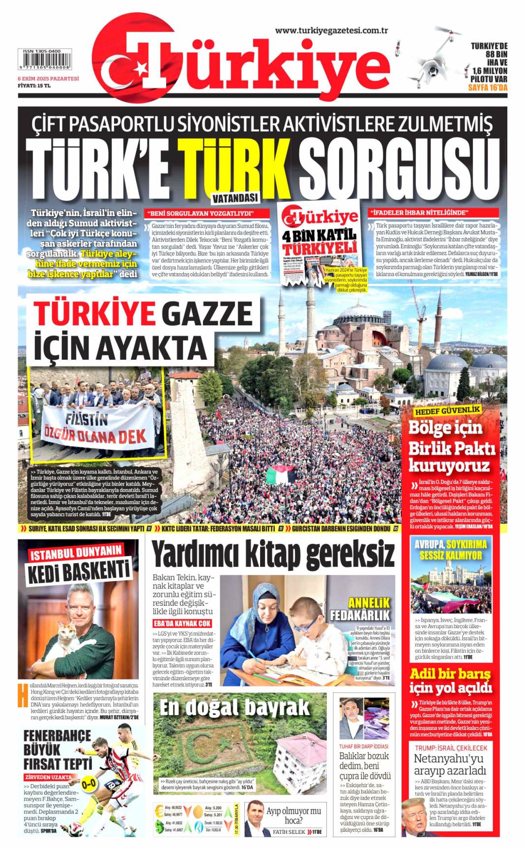 Soykırıma karşı Türkiye ayakta: 6 Ekim 2025 Pazartesi güncel gazete manşetleri 3