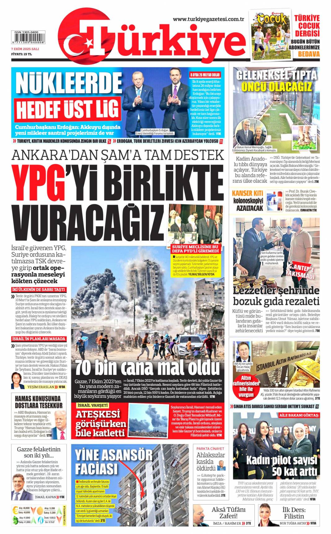 Ankara'dan Şam'a tam destek: YPG'yi beraber vuracağız! 7 Ekim 2025 Salı güncel gazete manşetleri 1