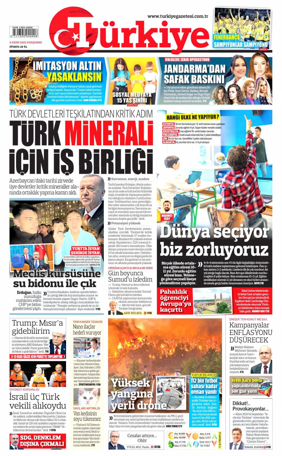 Halkın özlemi yeni anayasa: 9 Ekim 2025 Perşembe güncel gazete manşetleri 5