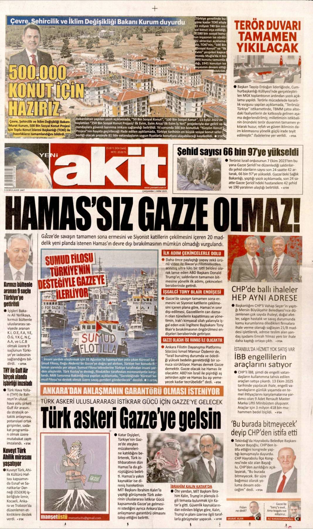 Gazze'de şimdi neler olacak? 1 Ekim 2025 Çarşamba, merak edilen güncel gazete manşetleri 21