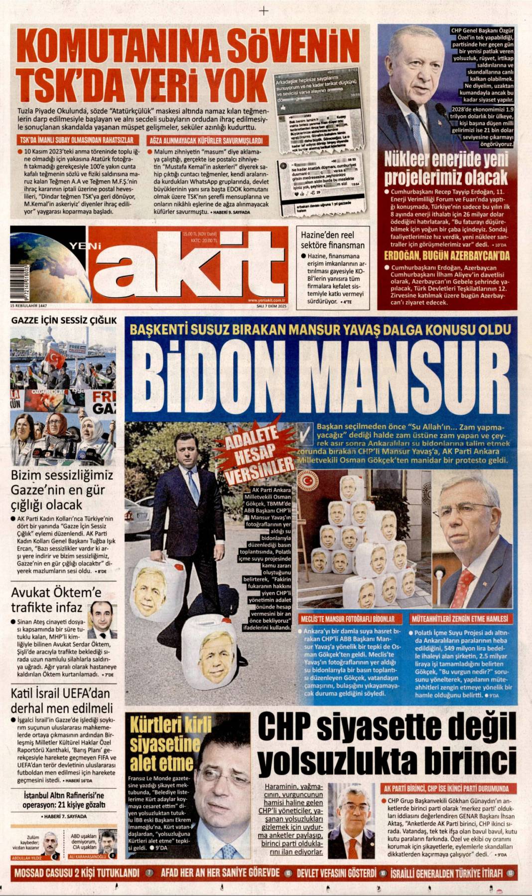 Ankara'dan Şam'a tam destek: YPG'yi beraber vuracağız! 7 Ekim 2025 Salı güncel gazete manşetleri 19