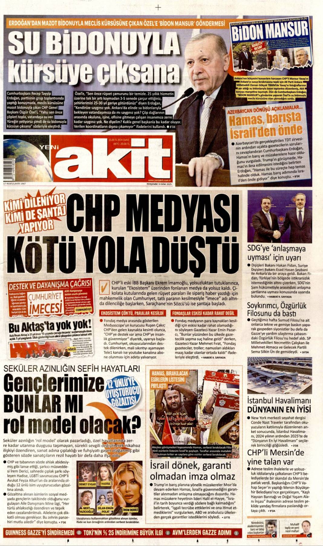 Halkın özlemi yeni anayasa: 9 Ekim 2025 Perşembe güncel gazete manşetleri 8