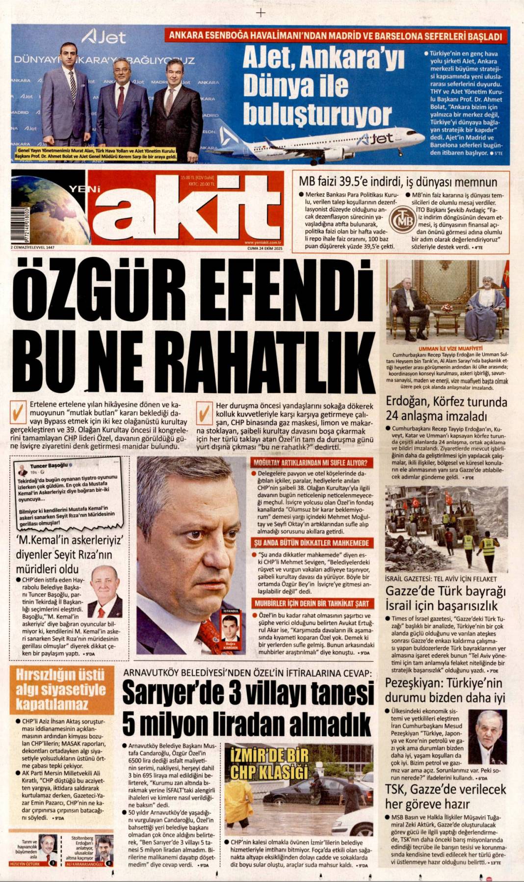 Boğazı haraca bağlamışlar: 24 Ekim 2025 cuma, güncel gazete manşetleri 20