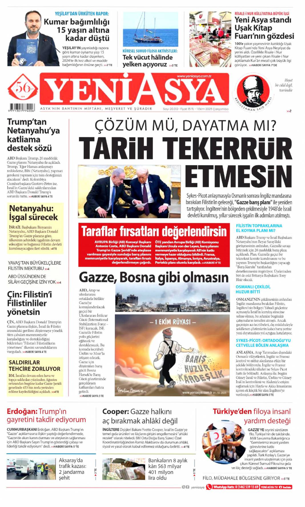 Gazze'de şimdi neler olacak? 1 Ekim 2025 Çarşamba, merak edilen güncel gazete manşetleri 22