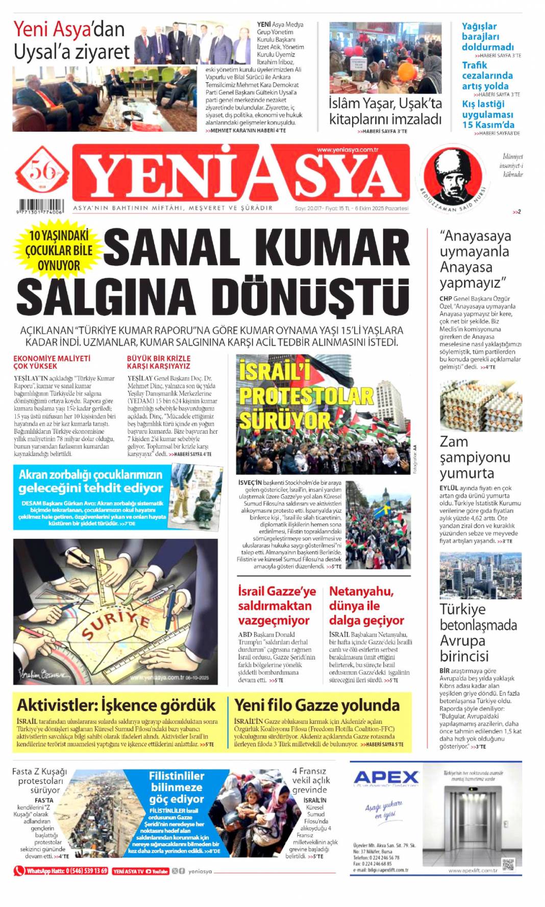 Soykırıma karşı Türkiye ayakta: 6 Ekim 2025 Pazartesi güncel gazete manşetleri 23