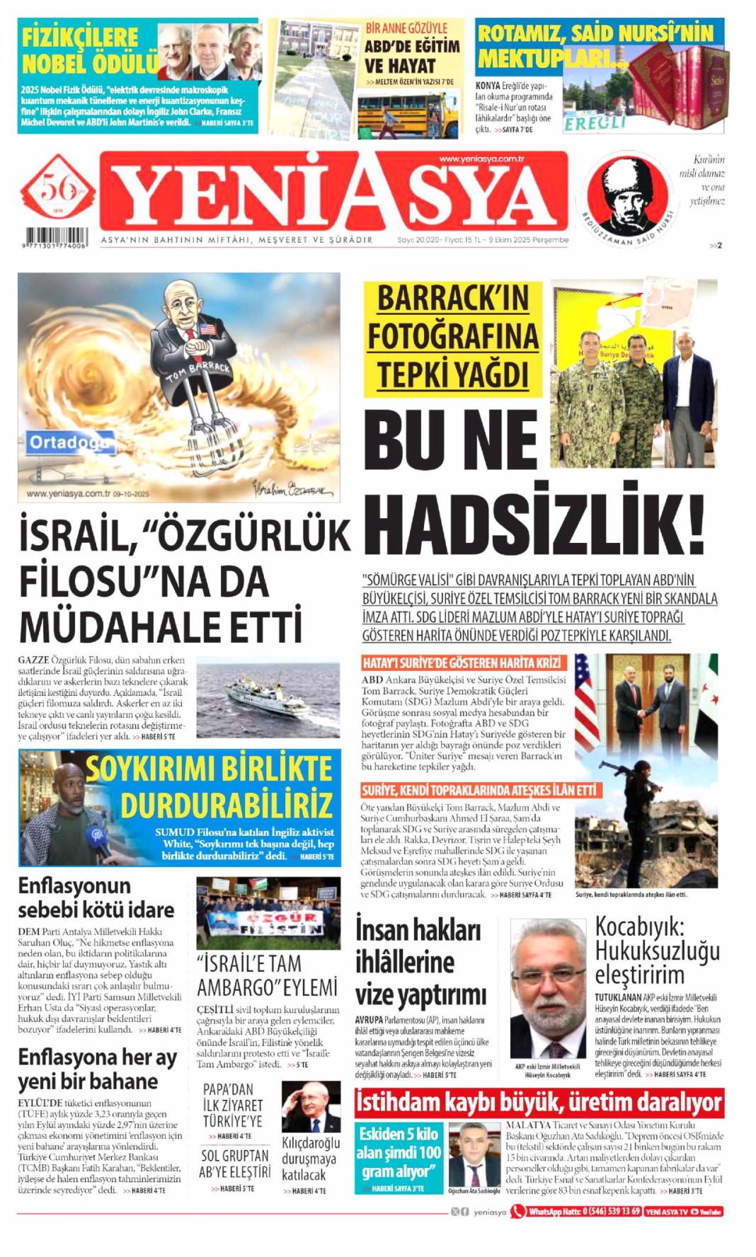 Halkın özlemi yeni anayasa: 9 Ekim 2025 Perşembe güncel gazete manşetleri 13