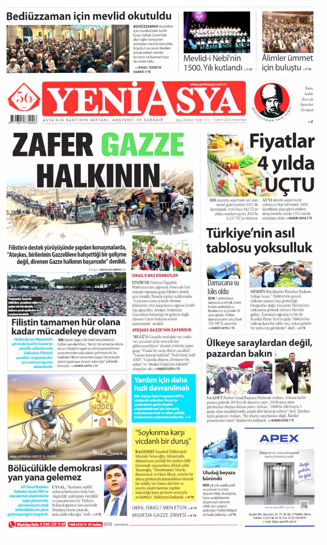 İsrail attığı imzanın arkasında durmalı: 13 Ekim 2025 Pazartesi, güncel gazete manşetleri 9