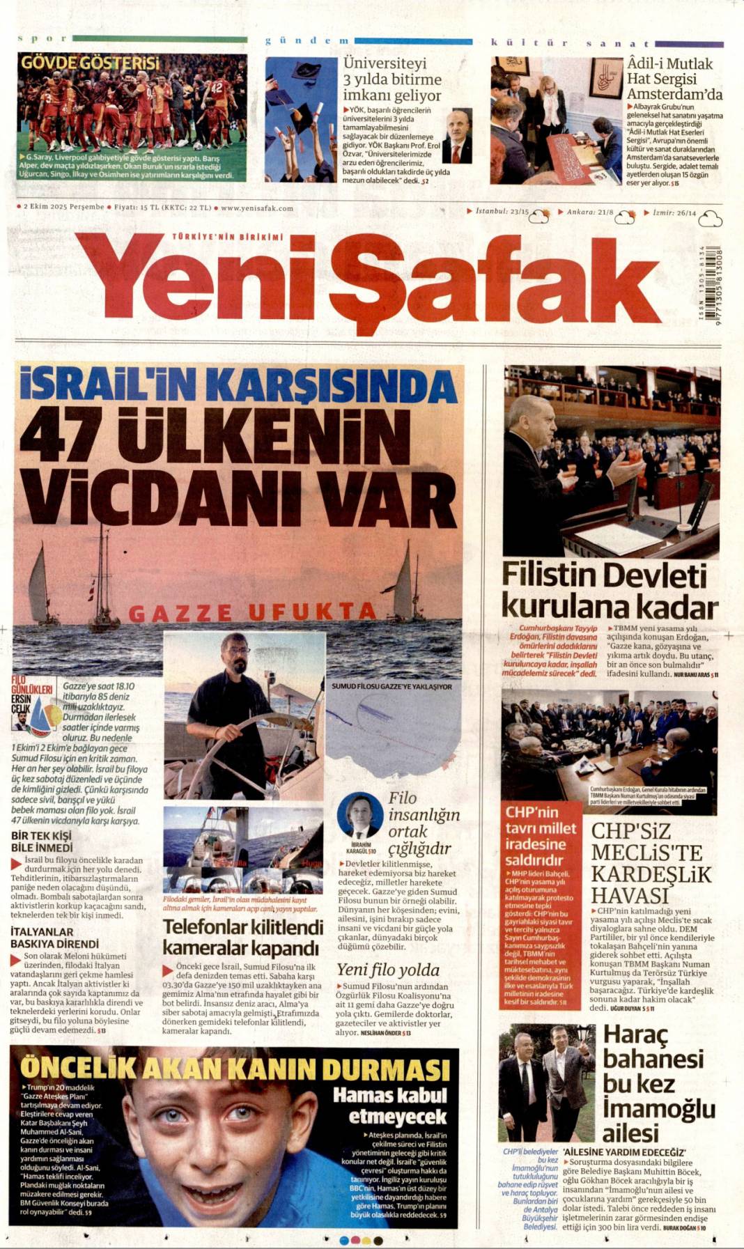 CHP'ye milli birlik dersi: 2 Ekim 2025 Perşembe güncel gazete manşetleri 24