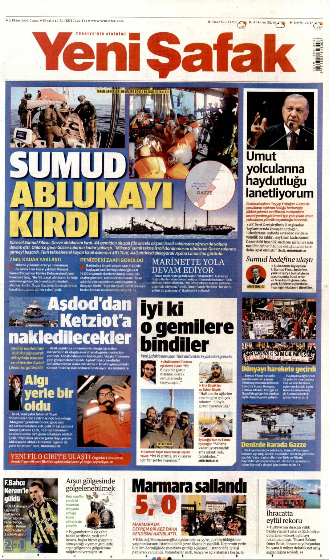 Karizma çizen 497 cesur yürek: 3 Ekim 2025 Cuma güncel gazete manşetleri 22