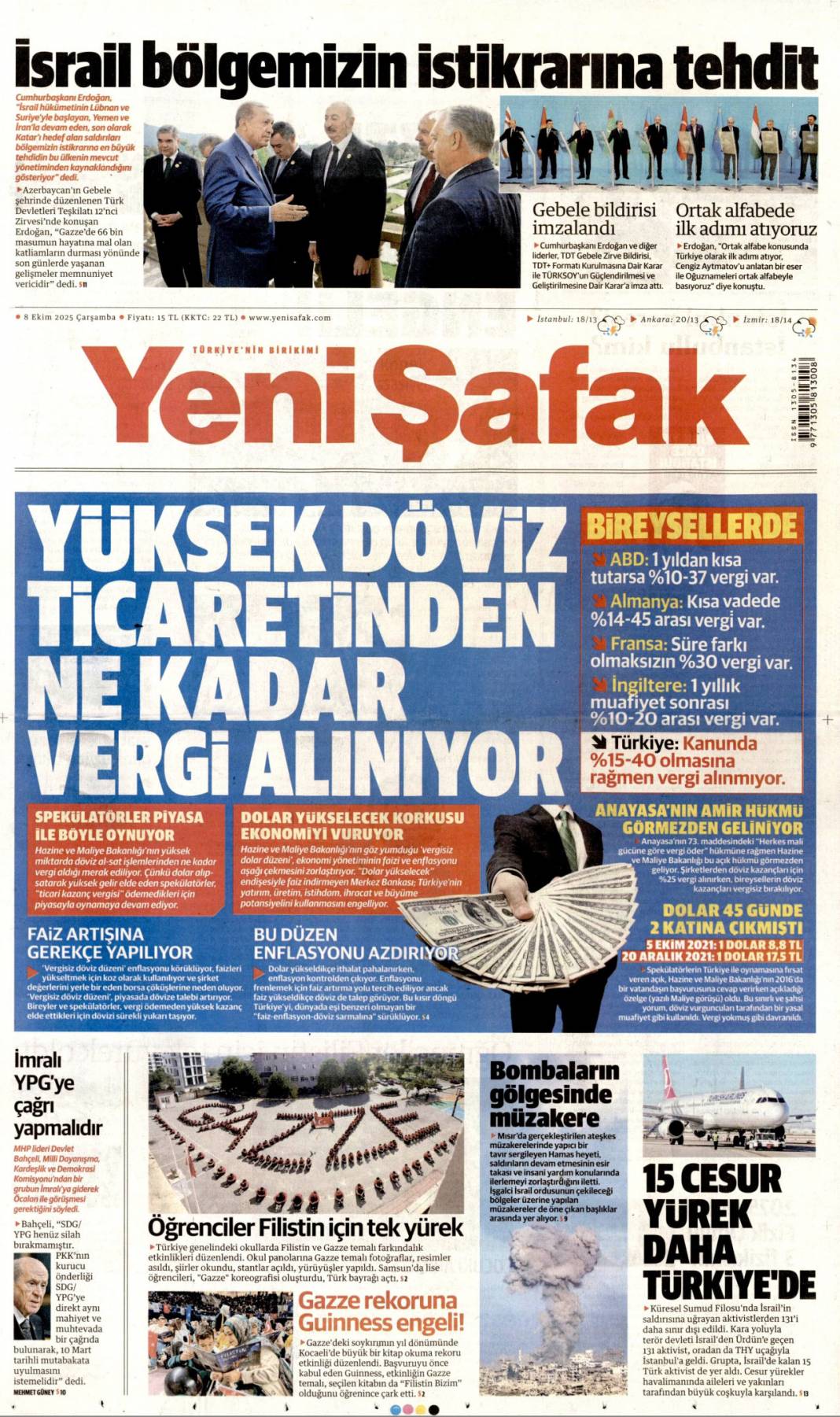 İsrail lehine İran sahada: 8 Ekim 2025 Çarşamba  güncel gazete manşetleri 6