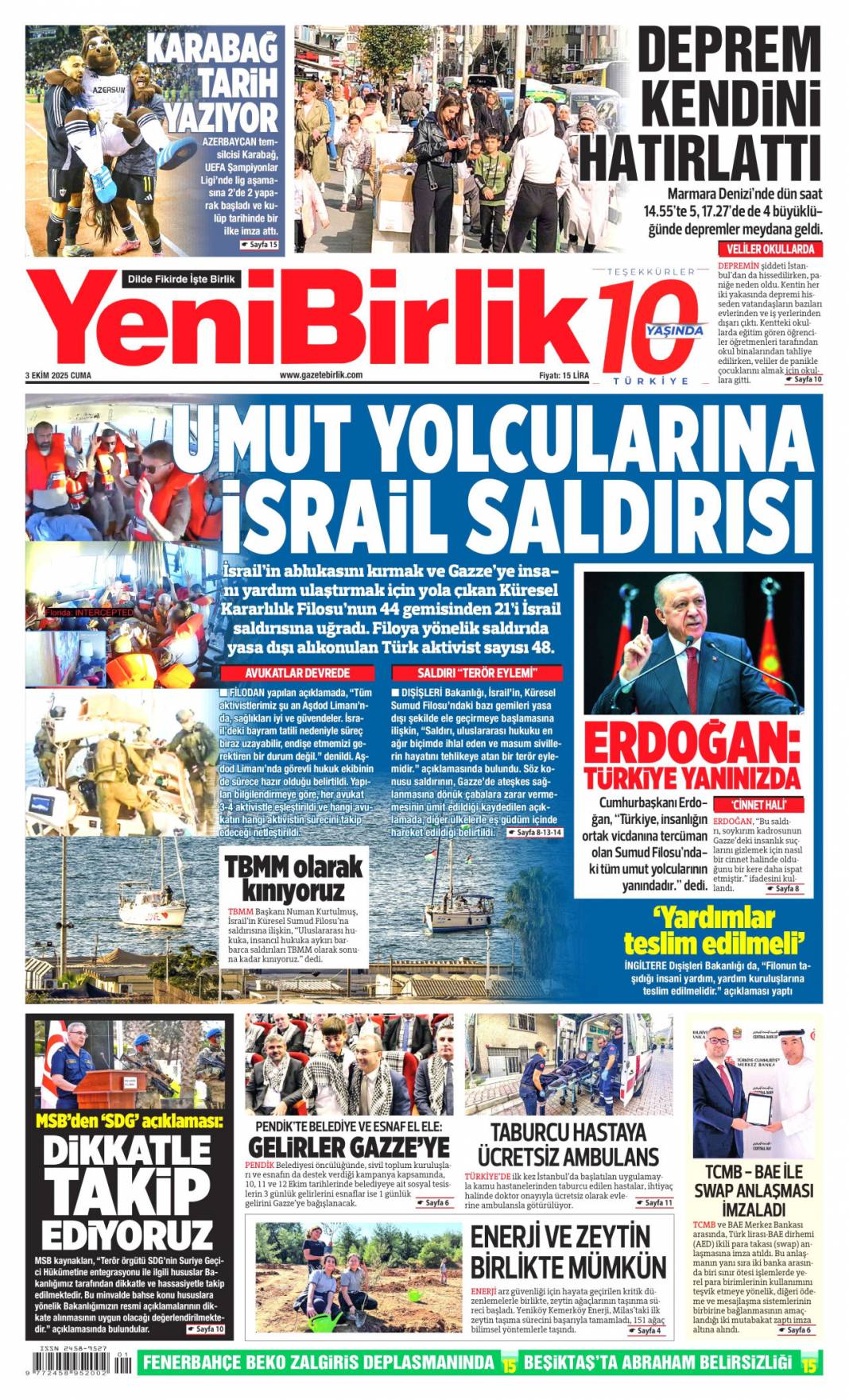 Karizma çizen 497 cesur yürek: 3 Ekim 2025 Cuma güncel gazete manşetleri 21