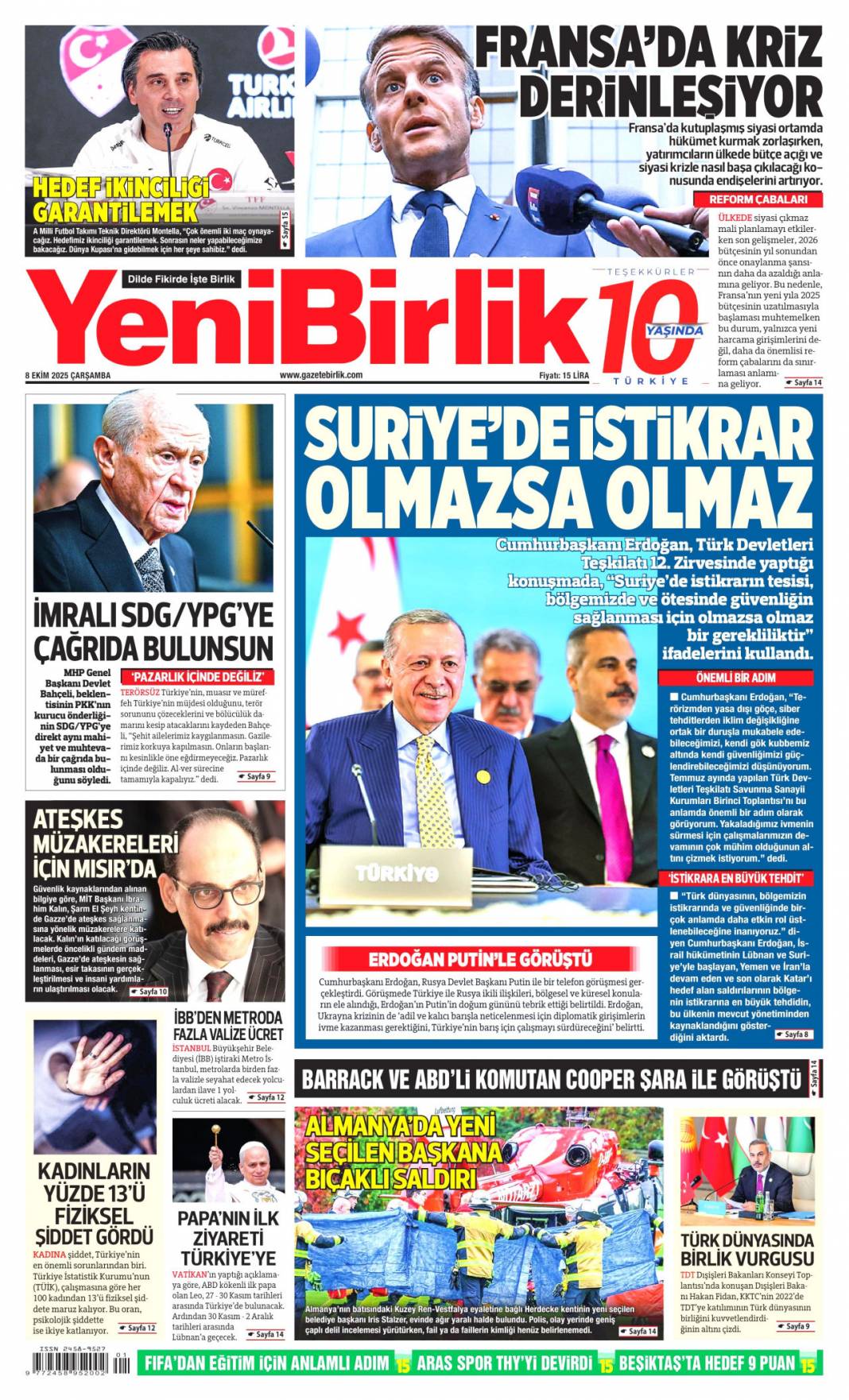 İsrail lehine İran sahada: 8 Ekim 2025 Çarşamba  güncel gazete manşetleri 23