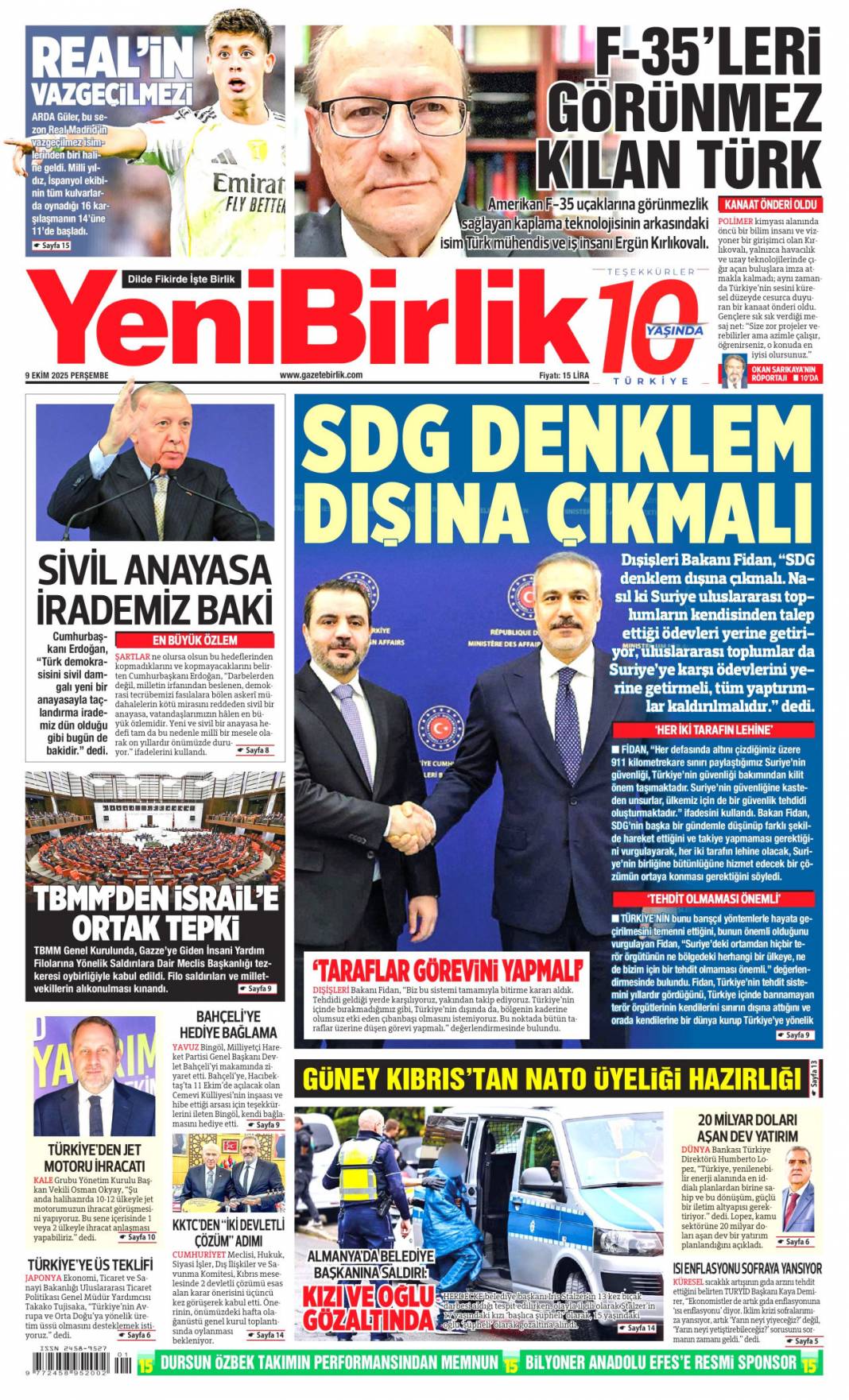 Halkın özlemi yeni anayasa: 9 Ekim 2025 Perşembe güncel gazete manşetleri 12