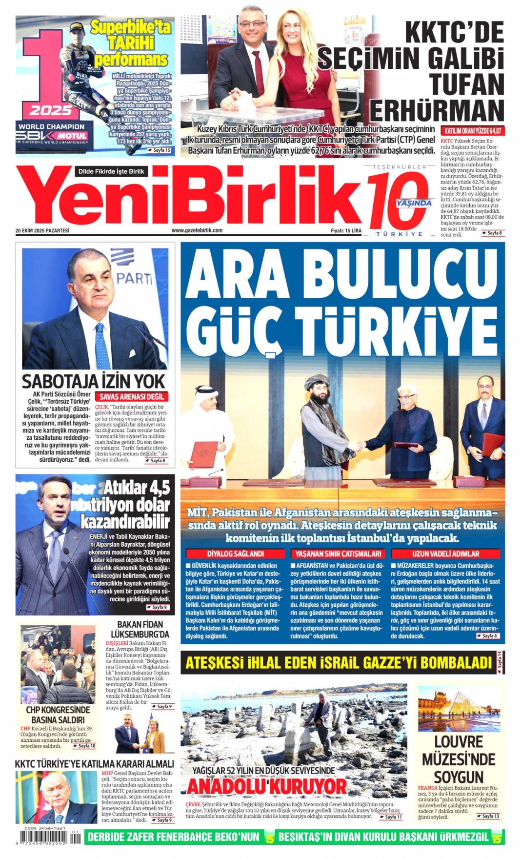 Katil İsrail'in ateşkesi yok: 20 Ekim 2025 Pazartesi güncel gazete manşetleri 21