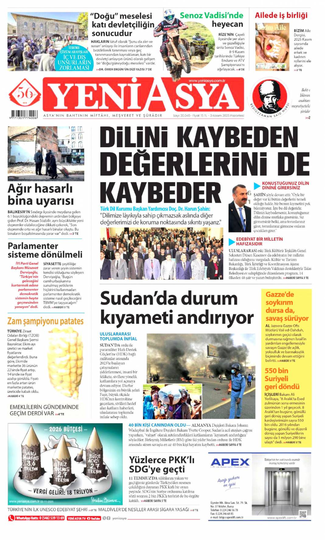 Boko haram, Petrol helal: 3 Kasım 2025 gazete manşetleri 17