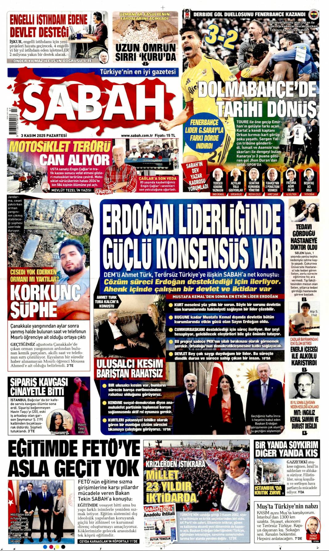 Boko haram, Petrol helal: 3 Kasım 2025 gazete manşetleri 3