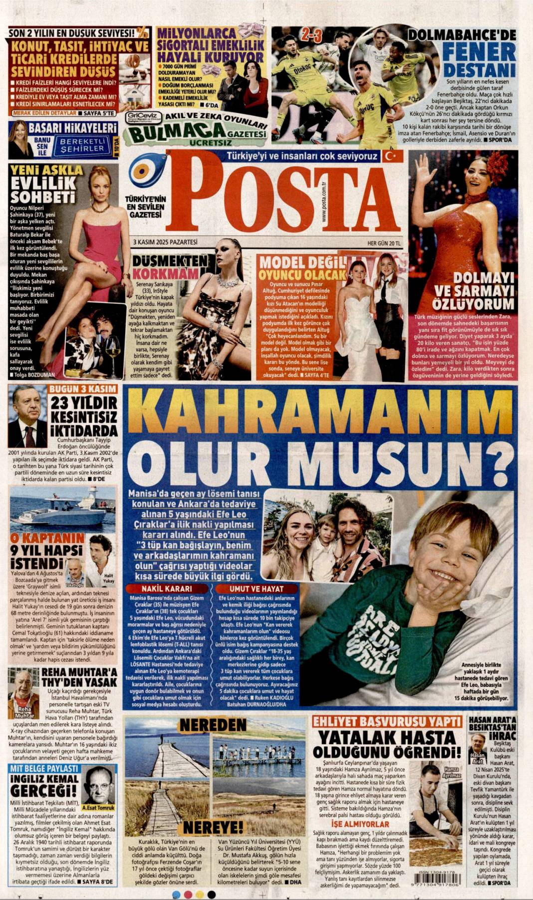 Boko haram, Petrol helal: 3 Kasım 2025 gazete manşetleri 20