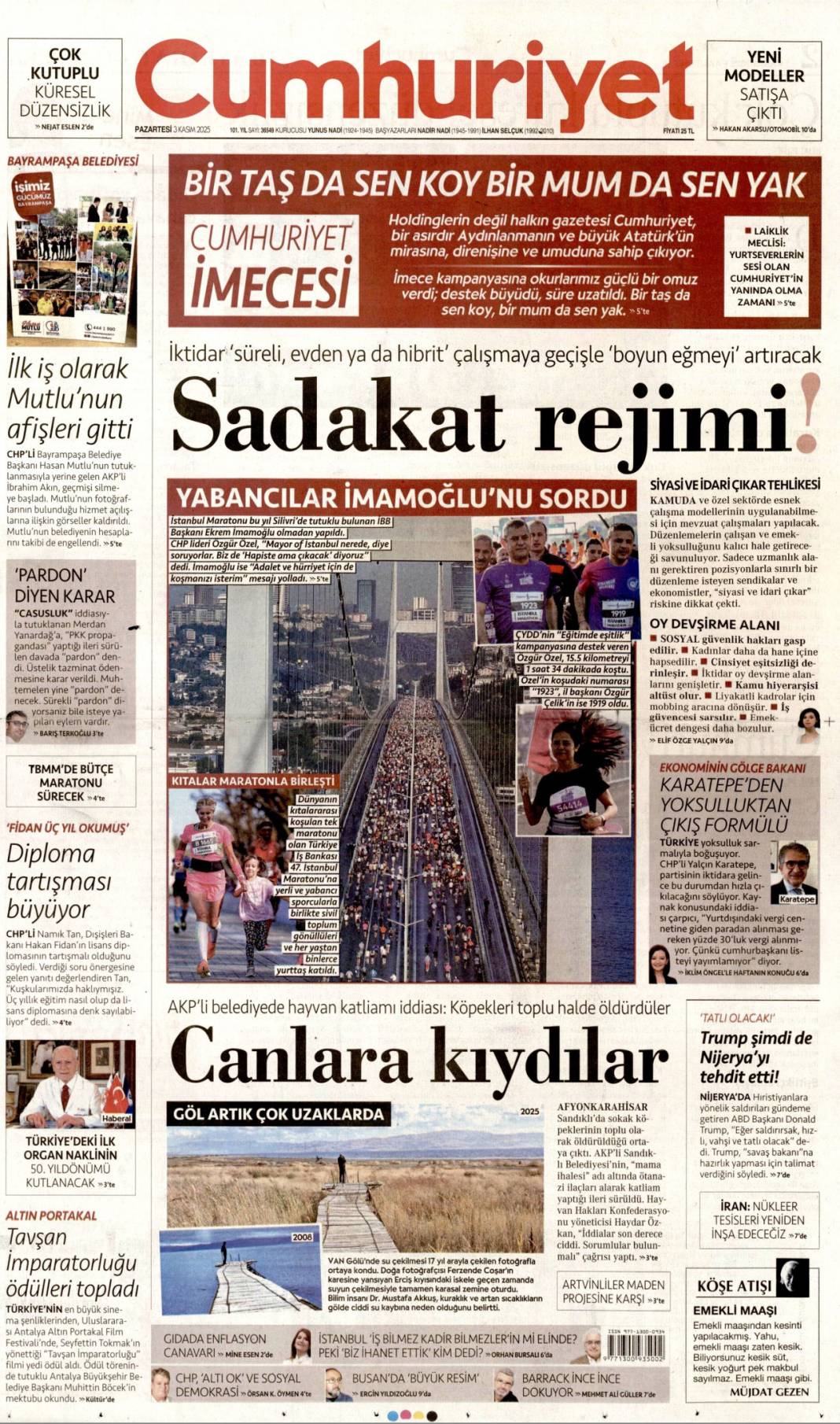 Boko haram, Petrol helal: 3 Kasım 2025 gazete manşetleri 6