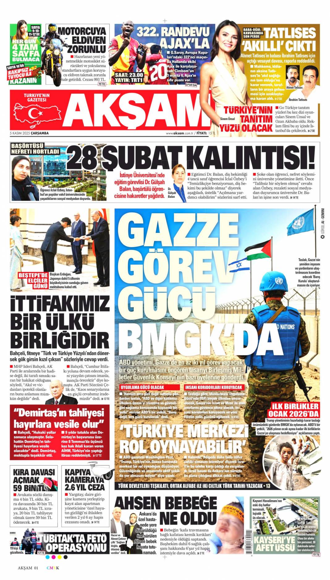 305 Bin aile yeni yuvasında: 5 Kasım 2025 Çarşamba güncel gazete manşetleri 23