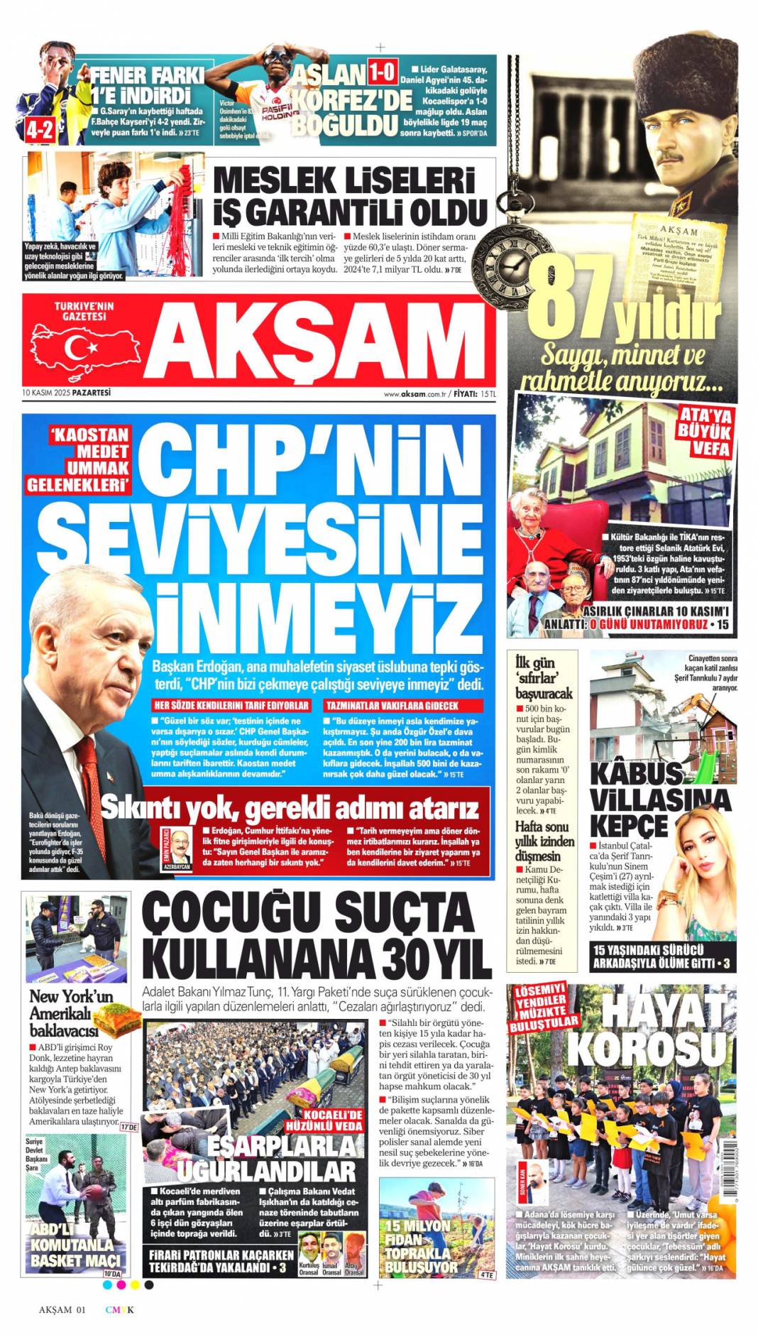 Sonsuz sevgi, Büyük şükran: 10 Kasım 2025 Pazartesi, güncel gazete manşetleri 6
