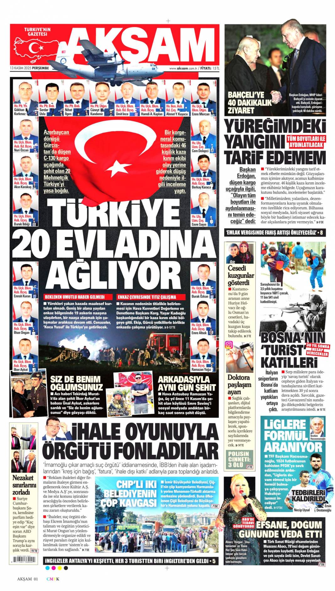 Şehitlerimizin ismini kalbimize yazdık: 13 Kasım 2025 Perşembe güncel gazete manşetleri... 4