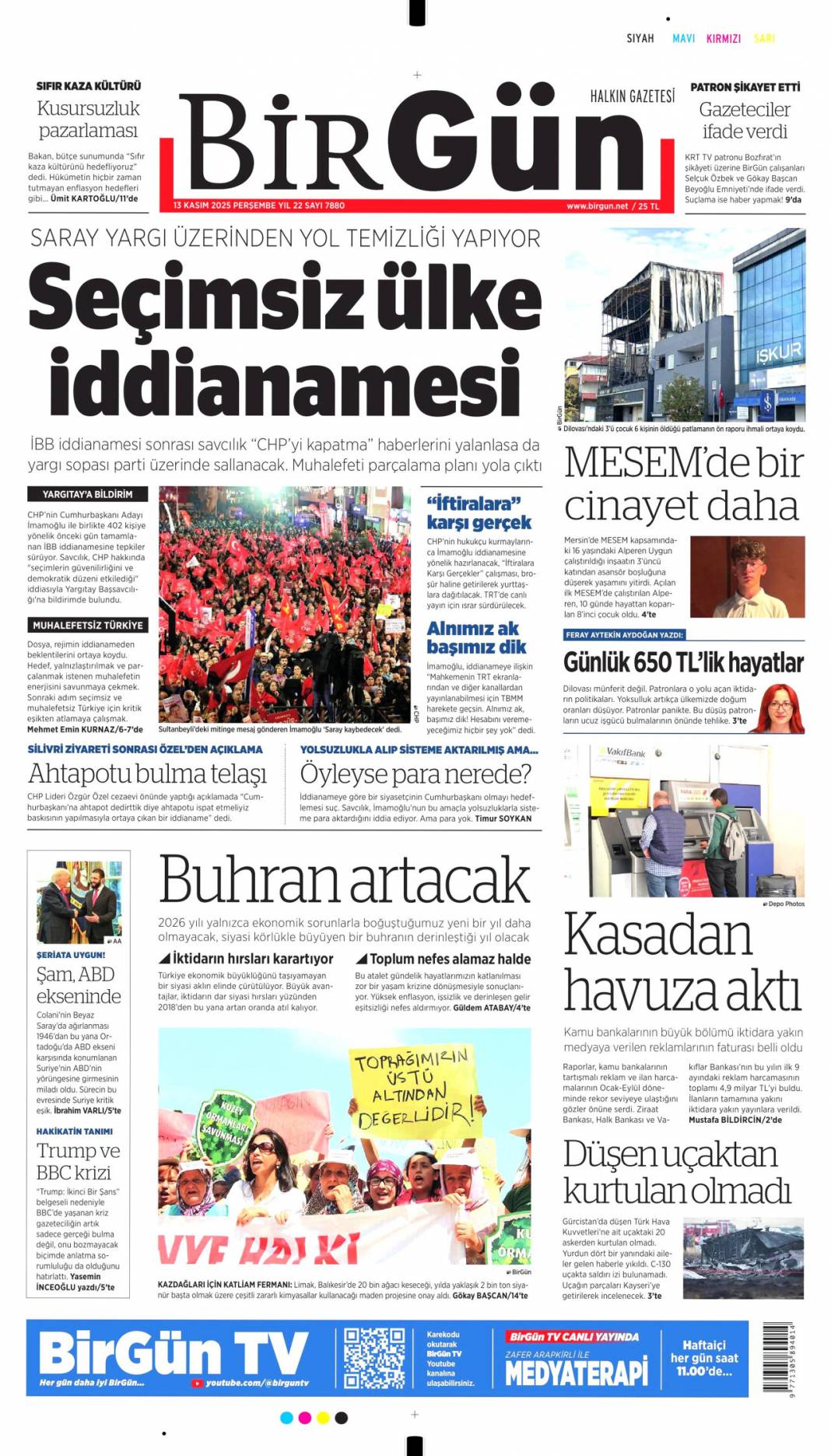 Şehitlerimizin ismini kalbimize yazdık: 13 Kasım 2025 Perşembe güncel gazete manşetleri... 8