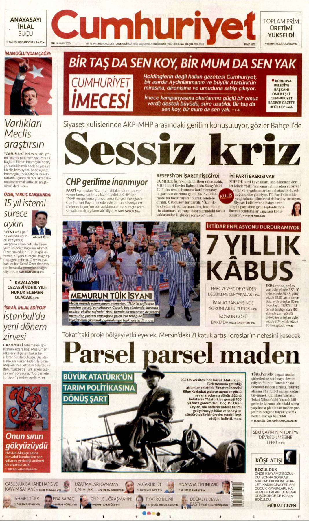 Cumhuriyetin en başarılı kadrosuyuz! 4 Kasım 2025 Salı, güncel gazete manşetleri 3