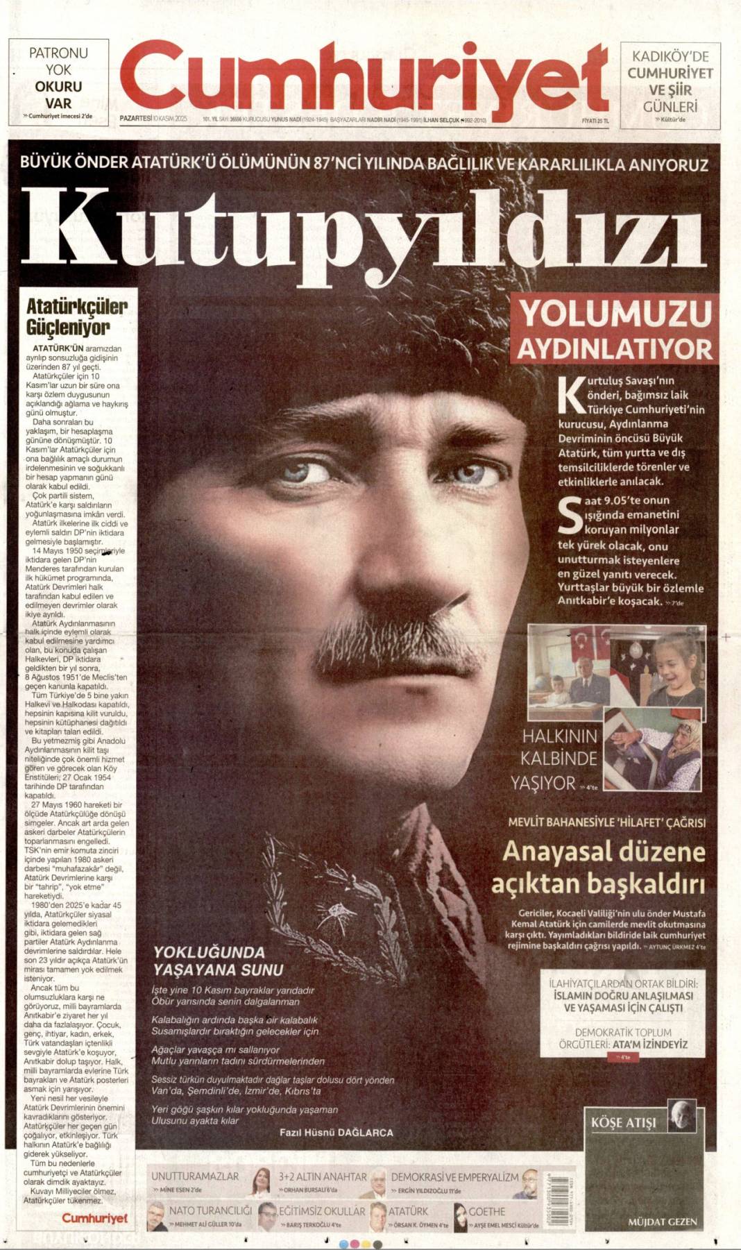 Sonsuz sevgi, Büyük şükran: 10 Kasım 2025 Pazartesi, güncel gazete manşetleri 8