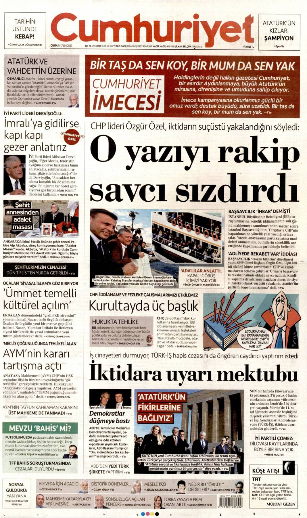 Haraca bağlananlar ekosistemi deşifre etti: 14 Kasım 2025 Cuma güncel gazete manşetleri... 2