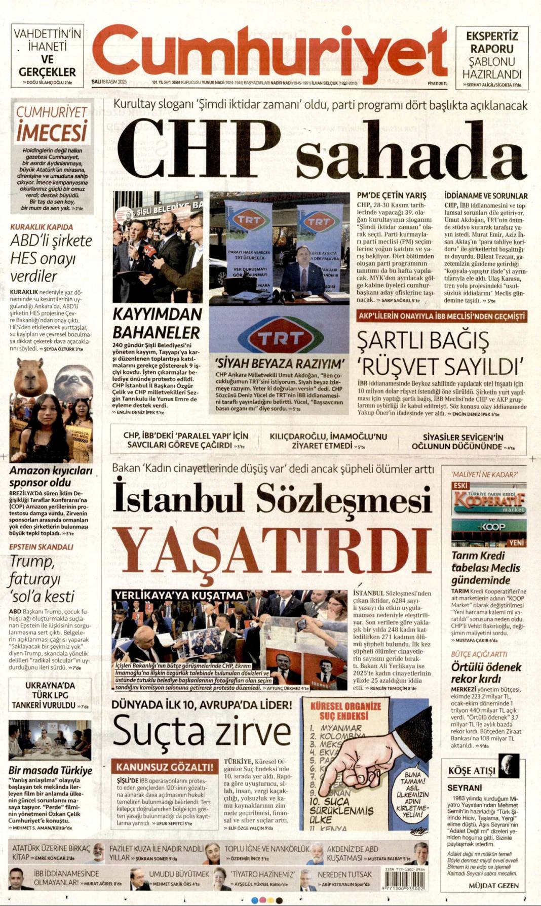 Devekuşu siyaseti CHP'yi bitirecek: 18 Kasım 2025 Salı, güncel gazete manşetleri... 3