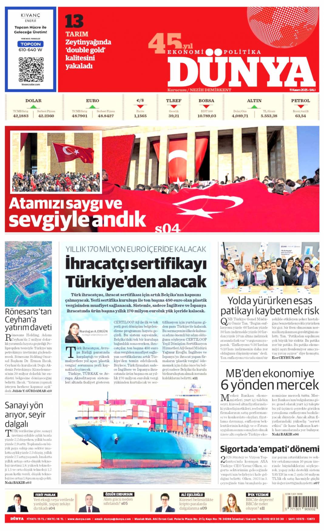 Cumhuriyete hizmet nasıl olur gösterdik: 11 Kasım 2025 Salı, güncel gazete manşetleri 9