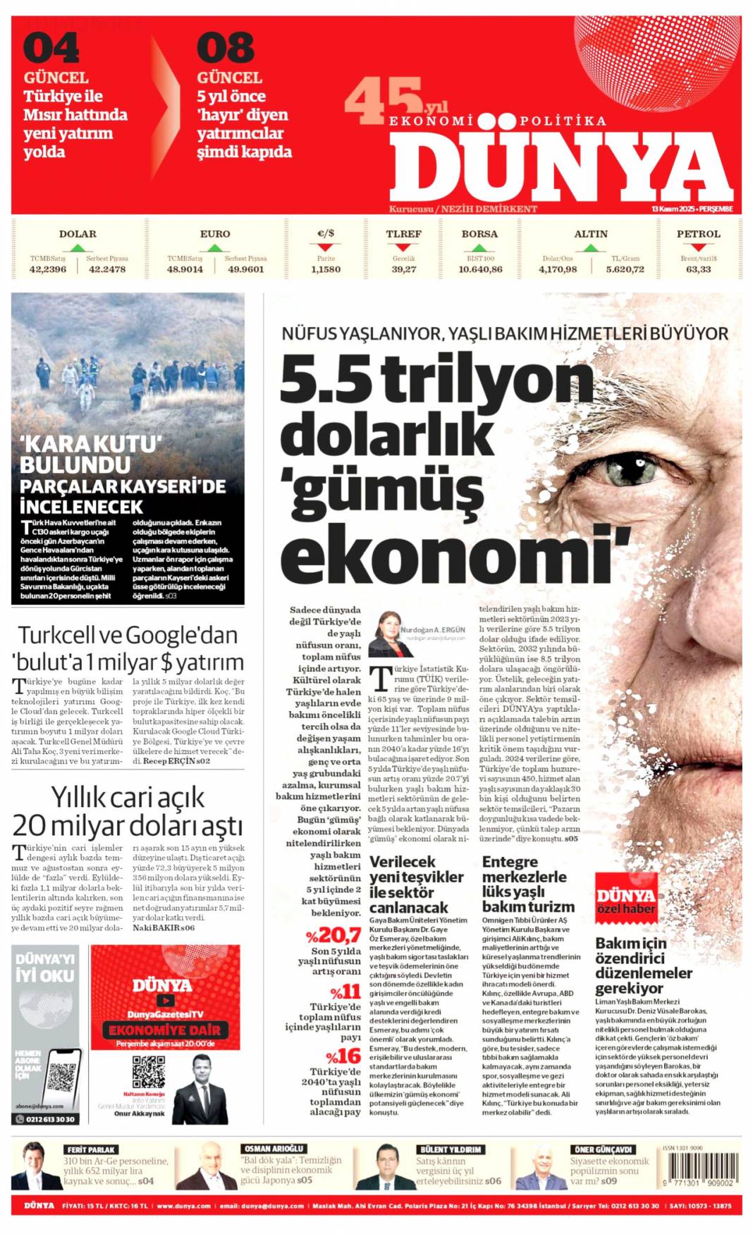 Şehitlerimizin ismini kalbimize yazdık: 13 Kasım 2025 Perşembe güncel gazete manşetleri... 9