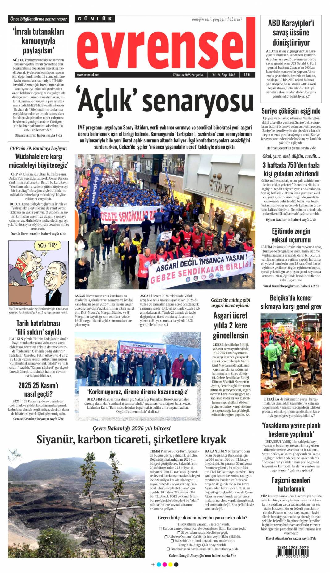 Erdoğan'a insanlık ödülü: 27 Kasım 2025 Perşembe, güncel gazete manşetleri... 18