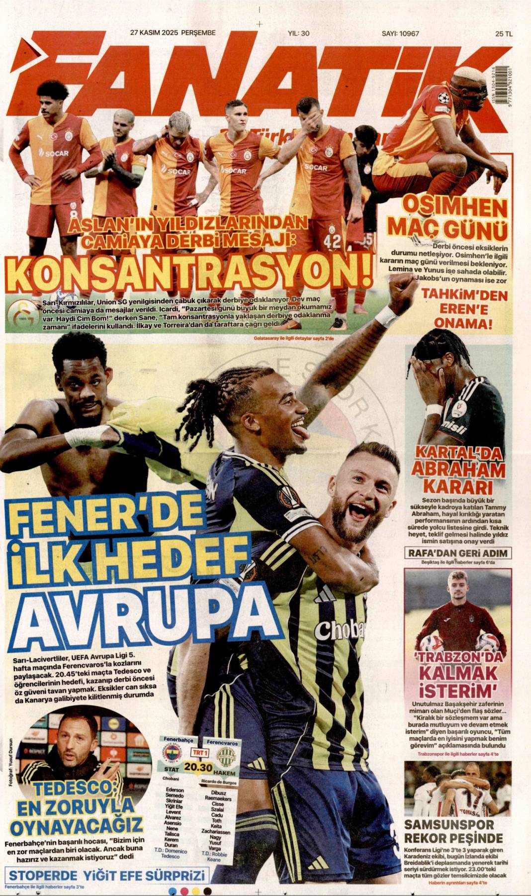 Erdoğan'a insanlık ödülü: 27 Kasım 2025 Perşembe, güncel gazete manşetleri... 20