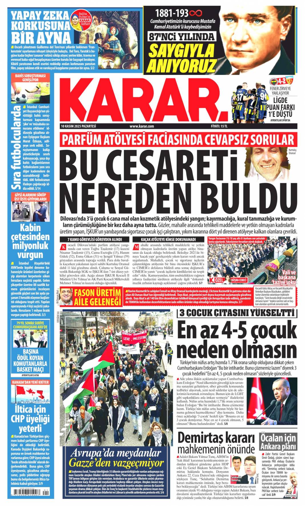 Sonsuz sevgi, Büyük şükran: 10 Kasım 2025 Pazartesi, güncel gazete manşetleri 11