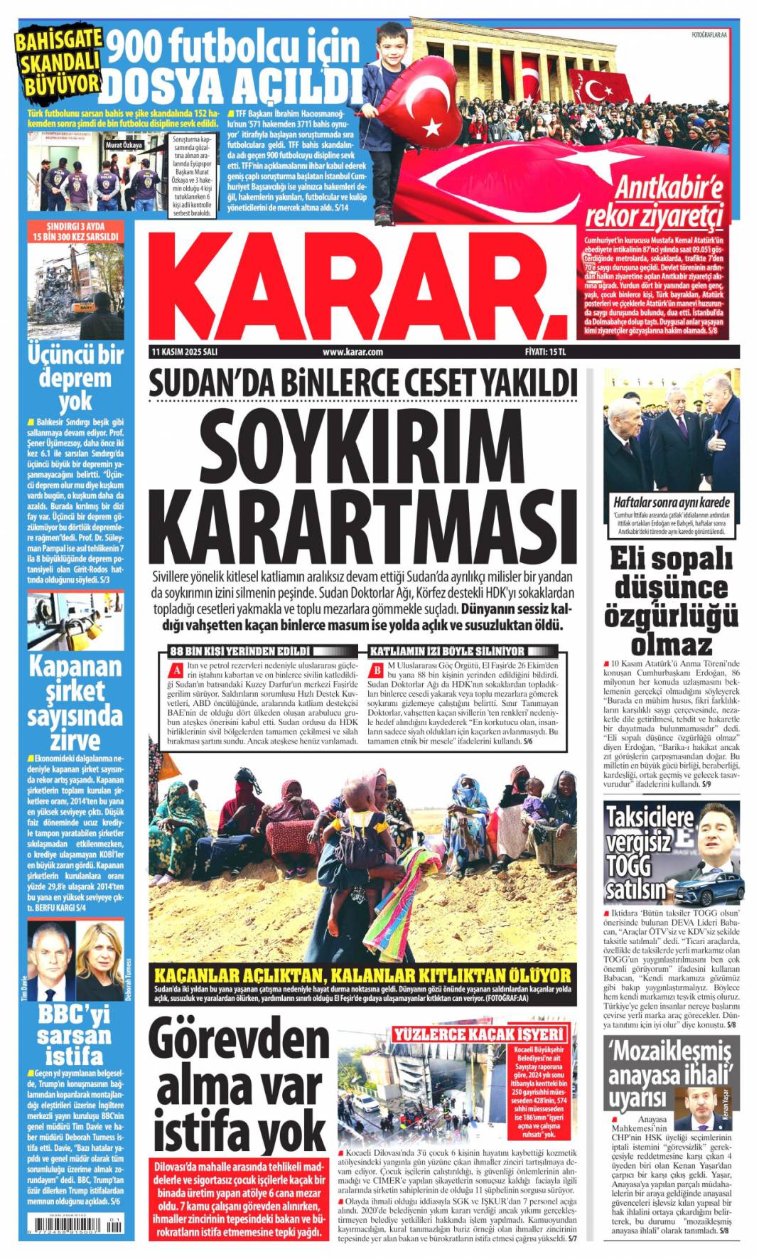 Cumhuriyete hizmet nasıl olur gösterdik: 11 Kasım 2025 Salı, güncel gazete manşetleri 12